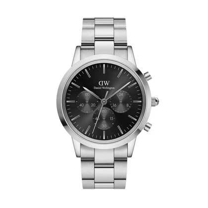 ساعت DW مردانه سه موتوره سیلور صفحه مشکی DW-5427-G