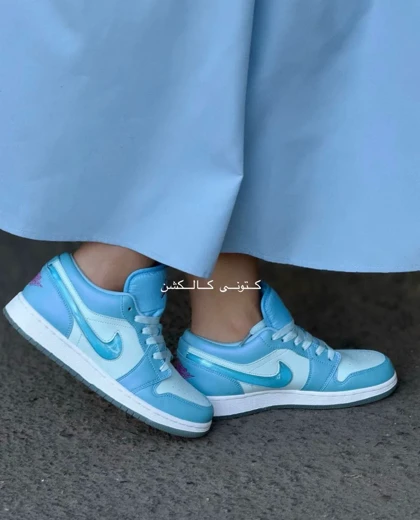 کتانی ویتنامی نایک ایر جردن وان لو آکوا بلو Nike Air Jordan 1 Low Aqua Blue