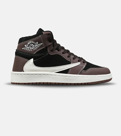 کفش کتانی ساق‌دار مردانه و زنانه قهوه ای سفید مشکی NIKE travis scott مدل 8796