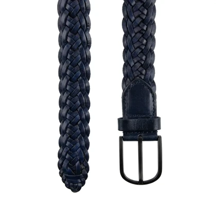 کمربند بافت حصیری چرم طبیعی طرح هلالی برند Crown Smith