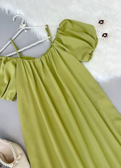 پیراهن آستین پف دو رنگ کد 3644