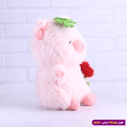 عروسک خوک صورتی گل به دست 6604/3