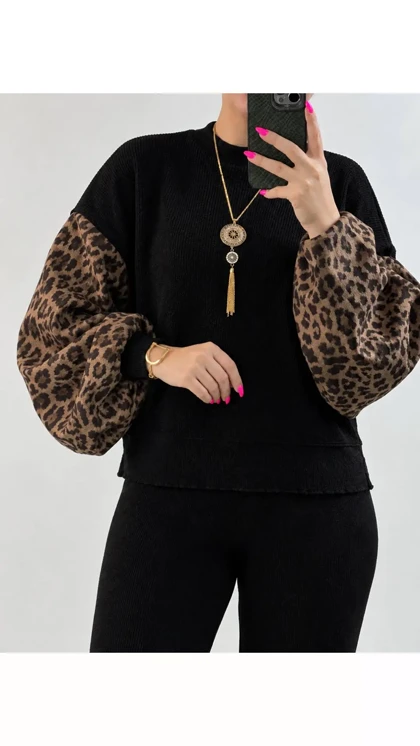 بلوز عروسکی بافت پلنگی زنانه 97785