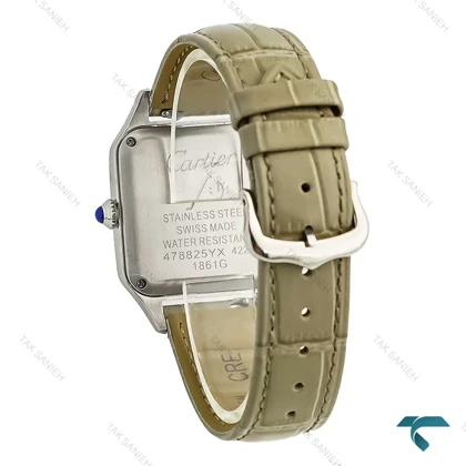 کارتیه سانتوس دومونت بند چرم طوسی Cartier-7915-G