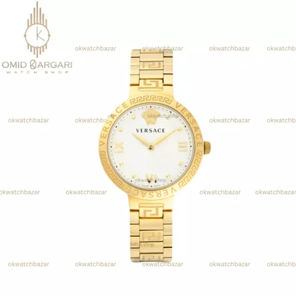 ساعت مچی ورساچه دورحکاکی طلایی صفحه سفید Versace