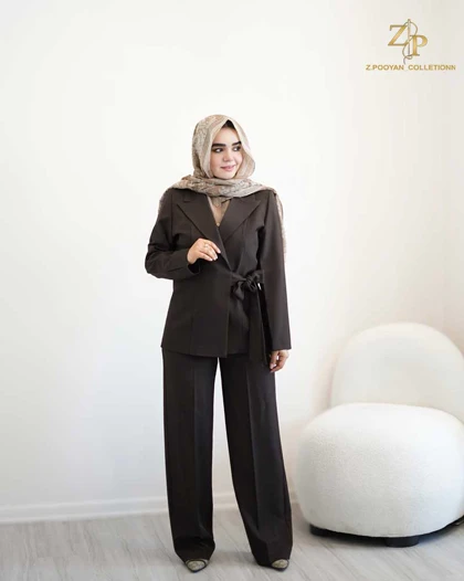 کت و شلوار زنانه گاباردین پنی