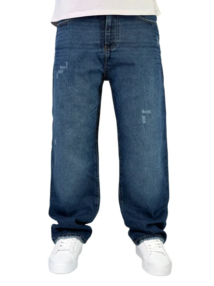 شلوار جین مردانه بگ استایل رنگ آبی کد 00350
