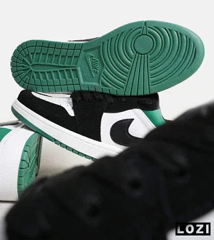 کفش کتانی مردانه سفید مشکی سبز نایک NIKE jordan 1