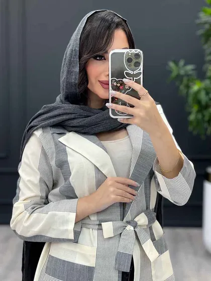 مانتو کتی راه راه دو جیب