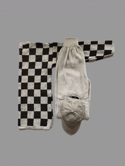 ست بلوز و شلوار بافت شطرنجی زنانه کد 4030122