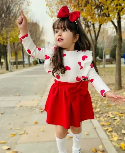 بلوز دامن بچگانه قلبی