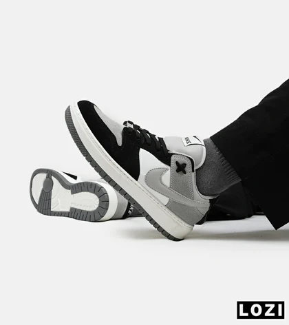 کفش کتانی مردانه طوسی مشکی سفید نایک NIKE SB