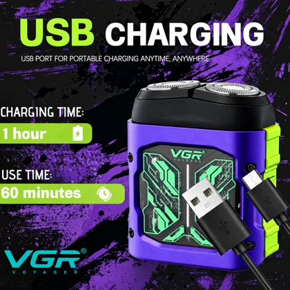 ریش تراش برقی وی جی آر VGR مدل V-344 موتور 8000 دور در دقیقه ضدآب