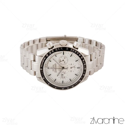 ساعت امگا اسپیدمستر مردانه سه موتوره نقره ای صفحه سفید 104949