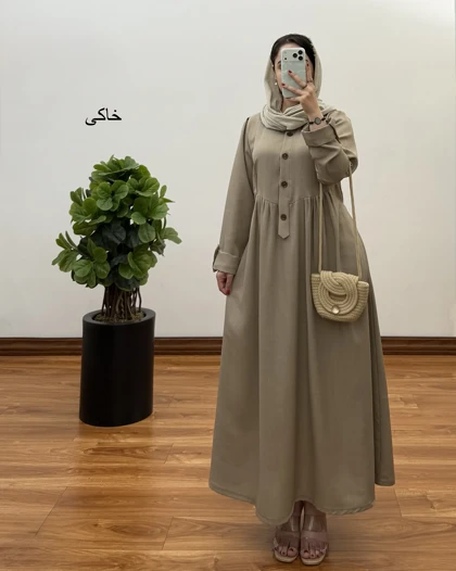 پیراهن مانتویی لینن مدل مهسان