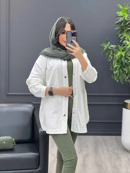 مانتو جین رنگی دو جیب