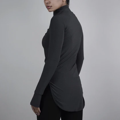 استرج آستین بلند نیم زیپ ورزشی زنانه نایک مدل VHD-3K1452 طوسی تیره