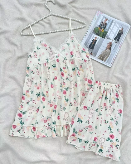 ست تاپ و شلوارک کاپ‌دار کد 5541