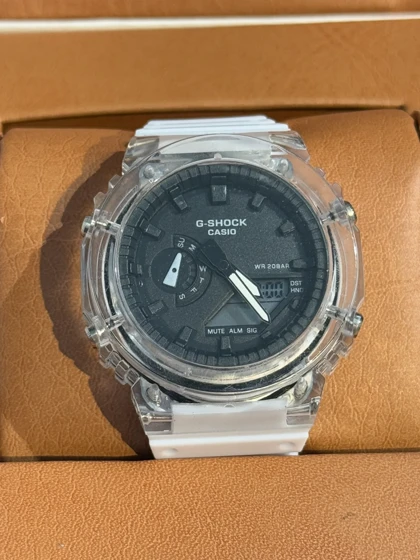 ساعت طرح جی شاک 2100 صفحه شفاف سفید