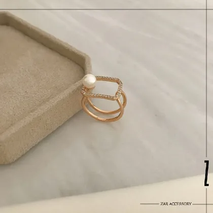 انگشتر مستطیلی تک مروارید