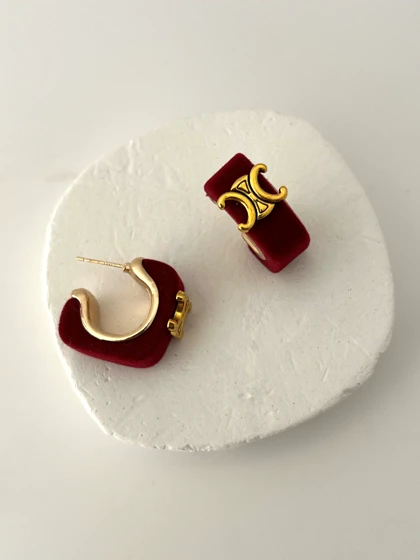 گوشواره CELINE مخملی زرشکی