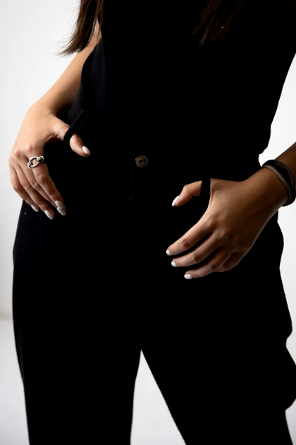 شلوار کتان پیلی دار پشت کش زنانه