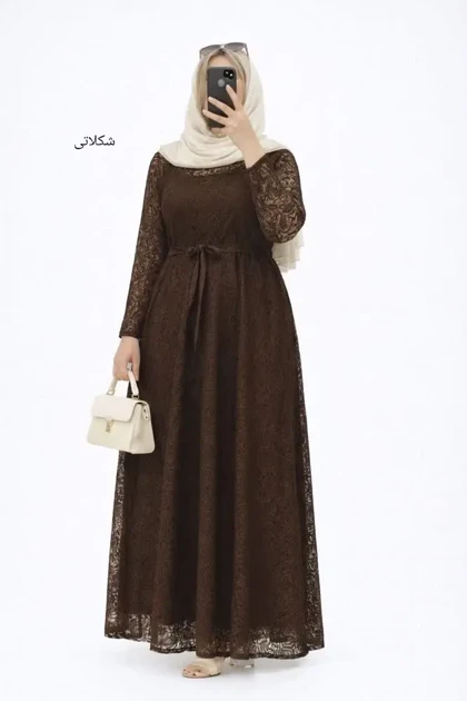 پیراهن بلند سوپر کلوش دانتل پرنسا