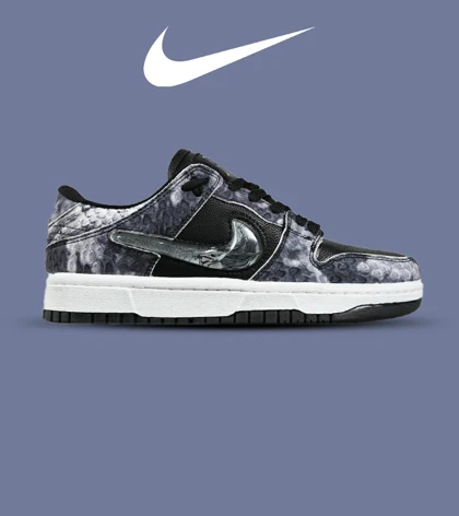 کفش کتانی مردانه و زنانه مشکی زغالی NIKE dunk low steam puppet مدل 7234