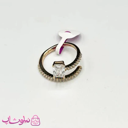 انگشتر زنانه ژوپینگ طلایی طرح نگین مستطیل کد 1791