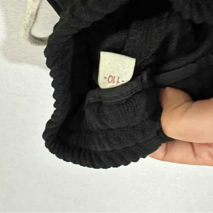 شلوار مخمل مشکی مچ دار طرح نهنگ اورجینال