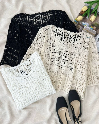 شومیز تمام قلاب بافی اورجینال کد 5029