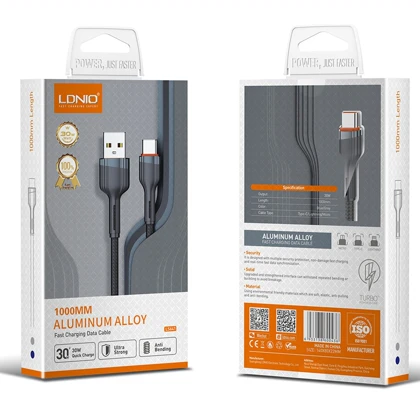 کابل شارژ میکرو یو اس بی الدنیو LDNIO مدل LS641 توان 30 وات