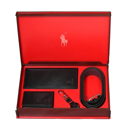 ست هدیه کیف پول و کمربند چرمی مدل POLO پلو SBP100