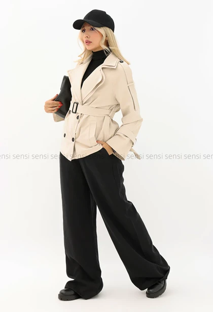 ترنچ کت کتان آستر دار @@کد1004362