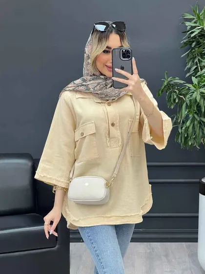 مانتو یقه دو دکمه دو جیب