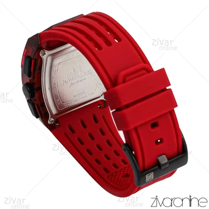 ساعت اورجینال ناوی فورس NaviForce مردانه مستطیلی بند رابر قرمز 106993