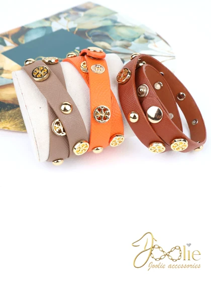 دستبند چرمی زنانه دو لاین کد B2123