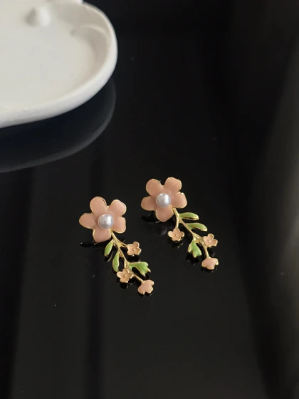گوشواره میناکاری گل گلبهی
