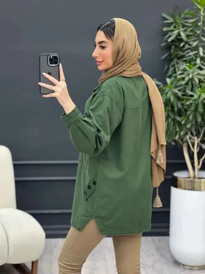 مانتو کتان بغل سه دکمه سوین