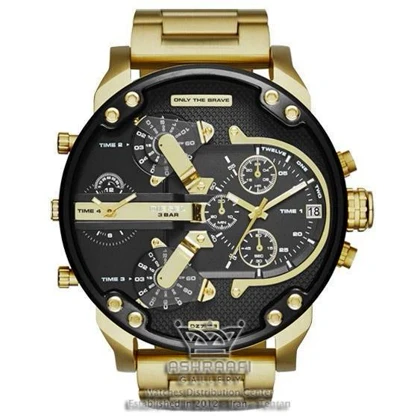 ساعت دیزل هفت موتوره بند طلائی DIESEL DZ-7333B