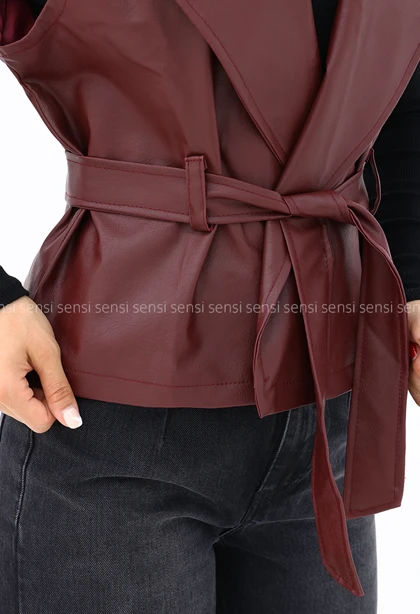 وست چرم زنانه یقه انگلیسی کد1006682
