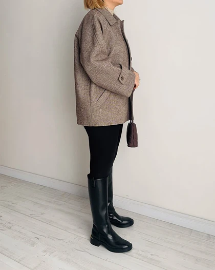 کت پشمی جناغی Latte