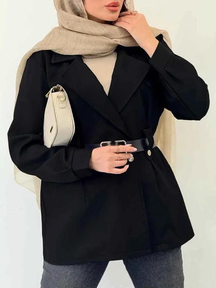 مانتو دو دکمه کمربند دار