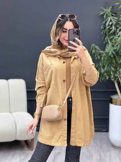 مانتو کتان دو جیب پرناز