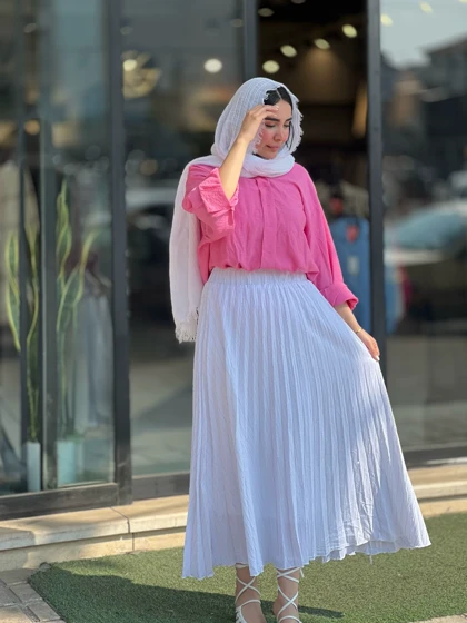 دامن نگینی پلیسه وارداتی مدل 1 کد 838