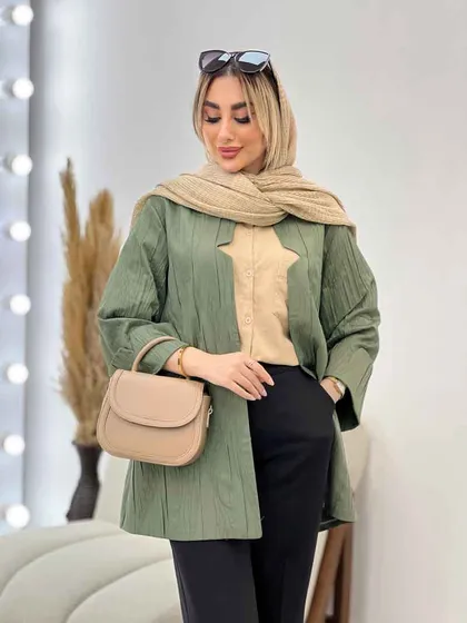 مانتو یقه چاک آستین پاکتی