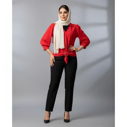 بلوز آستین بلند یقه برگردان زنانه AM207