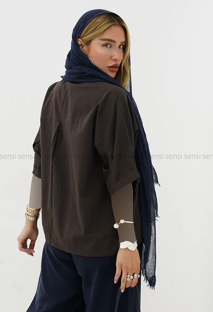 شومیز زنانه لینن آستین چاک کد1006325