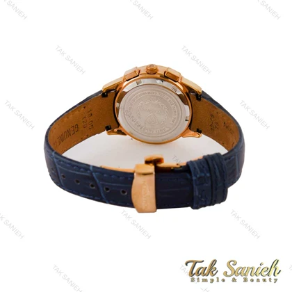 ساعت رومانسون زنانه سه موتوره رزگلد بند چرم سرمه ای Romanson-5330-L