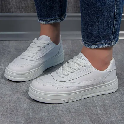 کفش کتانی زنانه ساده رنگ سفید مدل ونس vans